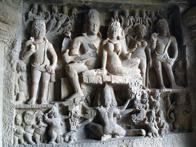 Shiva e Parvati sul Monte Kailash scosso dal Demone Ravana